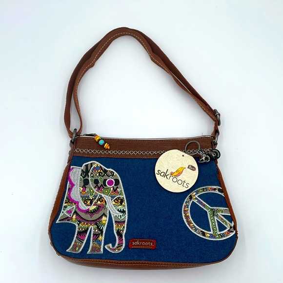 Sakroots Handbags - Sakroots One World Elephant Purse Adjustable Strap Artist Boho Bag Peace - NEW